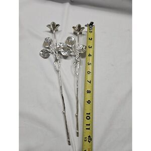 Set Of 2 RARE Godinger Crystal Silver Flower With Metal Stem‎ Decor 12"